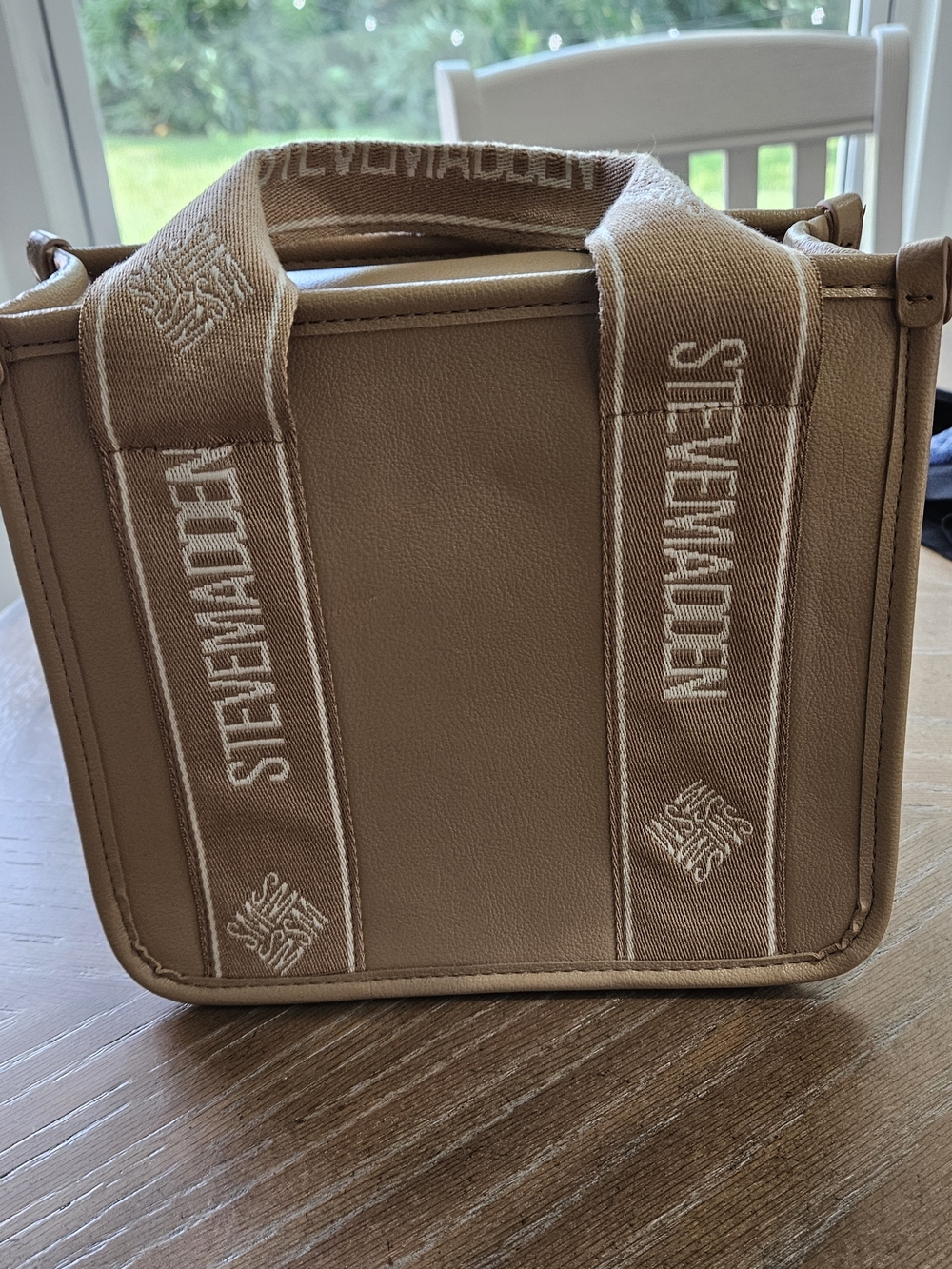 Steve Madden Tan Canvas-Trim Tote Bag
